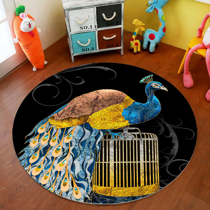 Picture of Cross-Border Cartoon Round Carpet Bedroom Cute Full Bedside Mat Thickened Crystal Velvet Children's Floor Mat Room Carpet