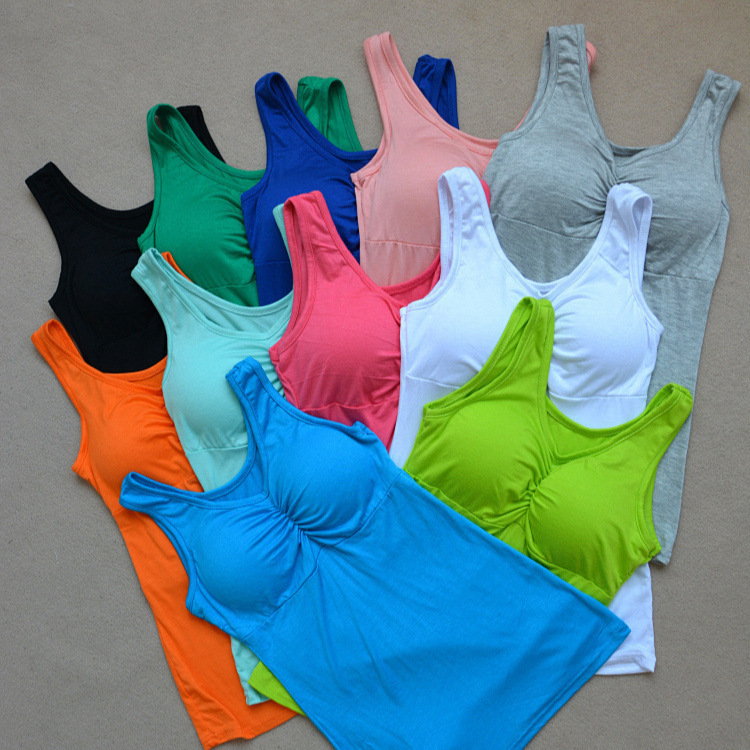 Picture of Candy Color Steel Ring Comfortable Base Solid Color Sling Bust Cotton Vest Belt Chest Pad No Wear Bra Vest Sports Large Size