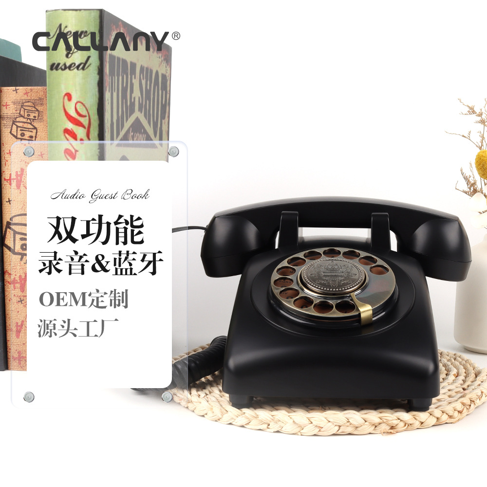 New Foreign Trade Product: Antique-Style Landline Phone with Recording Function and Bluetooth, Vintage Message Phone, Wholesale Manufacturer
