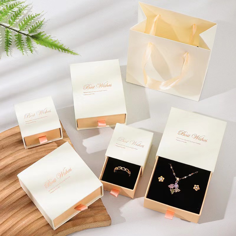 White Pink Drawer Necklace Box Jewelry Jewelry Box Ring Earrings Earrings Bracelet Jewelry Drawer Gift Box Wholesale
