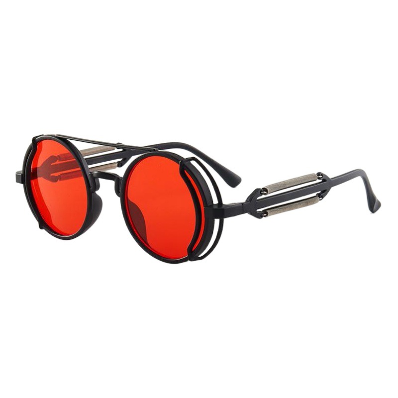 New Pc Sunglasses Steam Cyberpunk Double Spring Leg Glasses Fashion Trendy Sunglasses Cross-Border Round Manufacturer