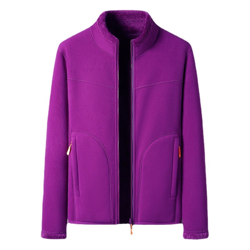 Outdoor Fleece Jacket for Men and Women in Autumn and Winter Warm Polar Fleece Sweatshirt Fleece-Lined Thickeneded Windproof Velvet Casual Double-Sided Jacket Outer
