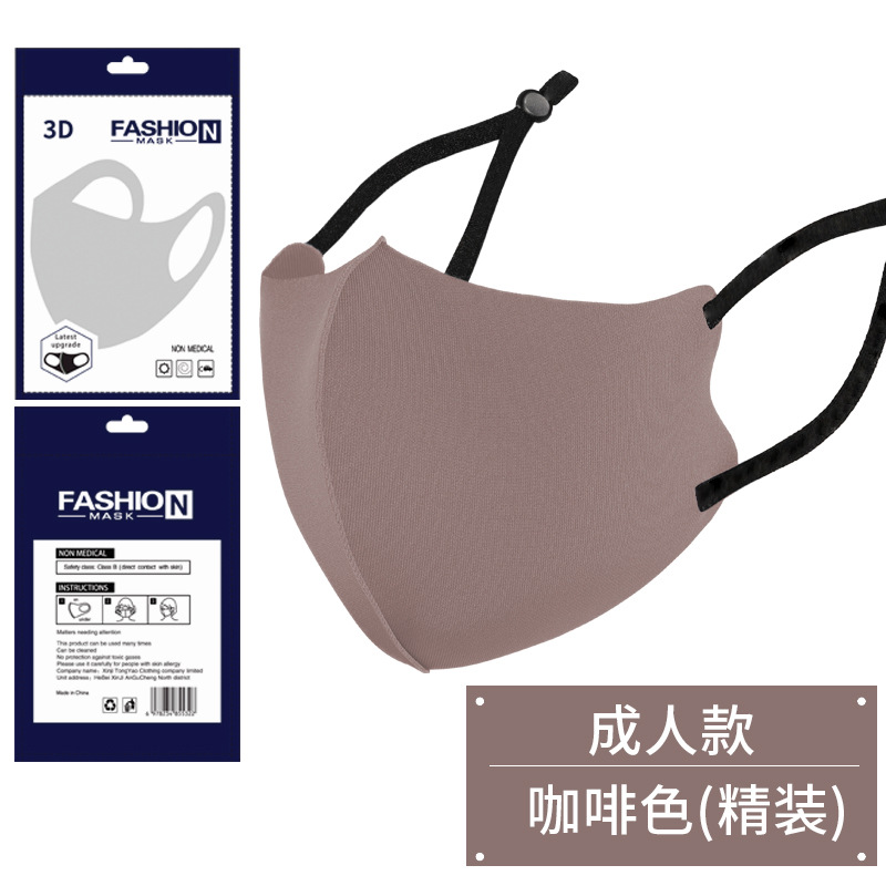 Picture of Dust-Proof Ice Silk Cotton Knitted Mask Wholesale Women's Summer Warm Anti-Smog Breathable Washable Adjustable 3D Black Mask