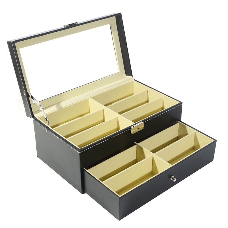 Picture of Spot 12 double-layer glasses box wholesale lid window transparent with drawer sunglasses packaging stall box