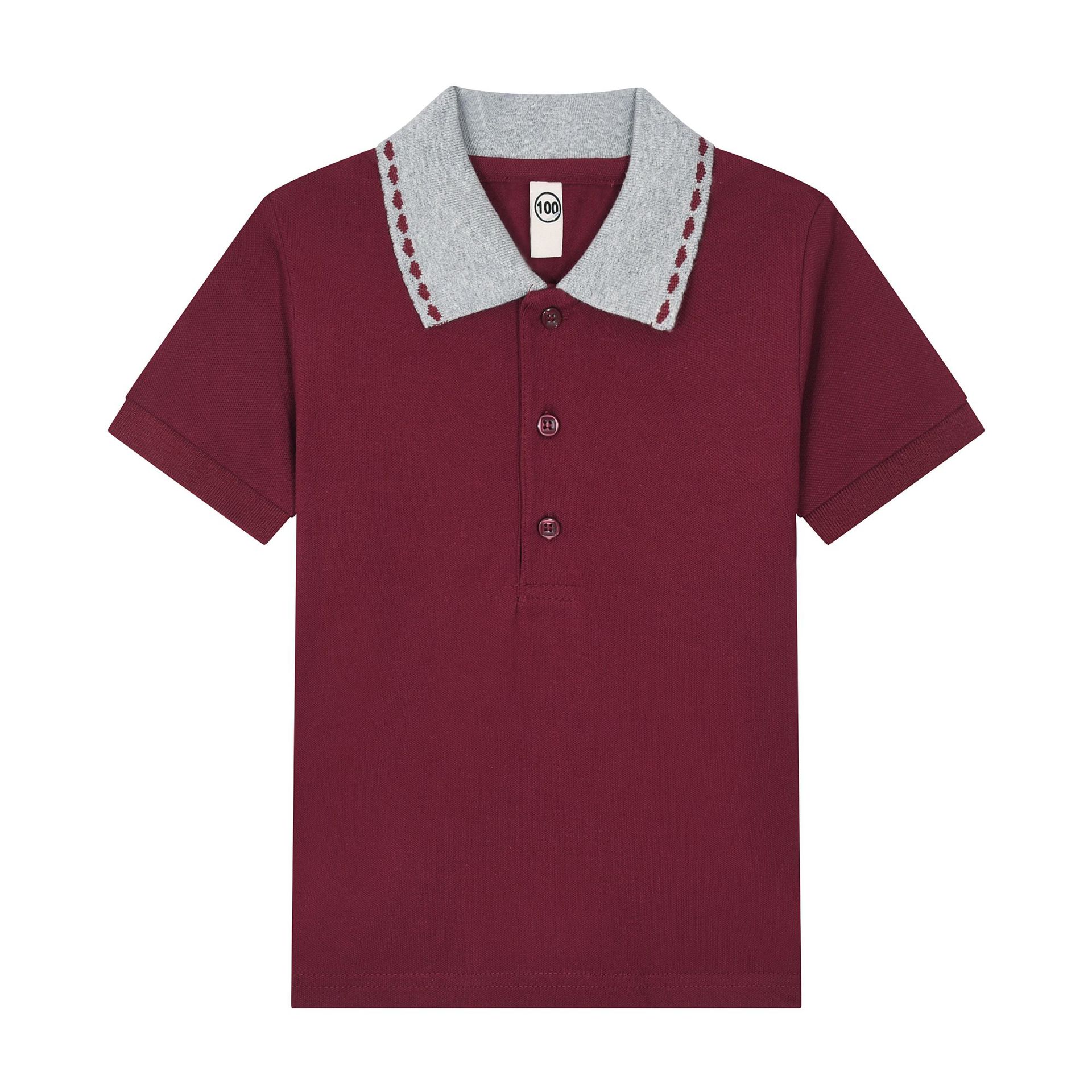 Picture of Kids Kidsren's T-Shirt Long-Sleeved Pure Cotton White Lapel Boys Polo Shirt Girls Primary School Students Middle School Uniforms