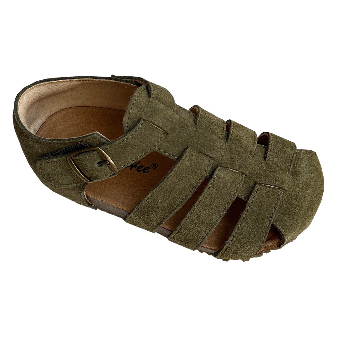 South Korea Children's Shoes Spring and Summer New Girls' Toe-wrapped Frosted Genuine Leather Sandals Boys' Foot-wrapped Retro British Peas Trendy Shoes