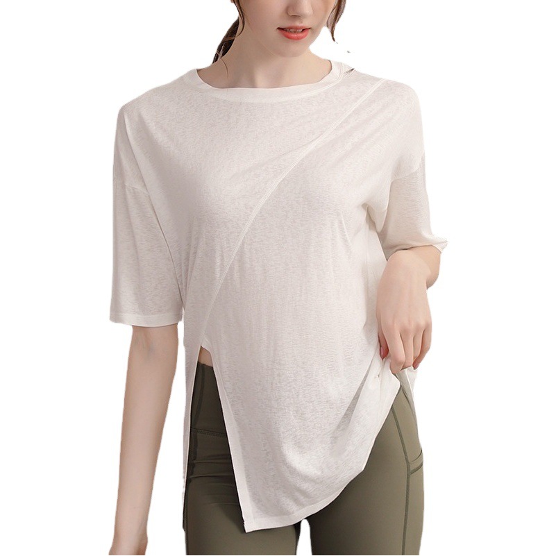 New Tencel Snowflake Sports Top Women's Loose Slim Short Sleeve T-Shirt Running Fitness Cover up Sexy Yoga Wear Summer