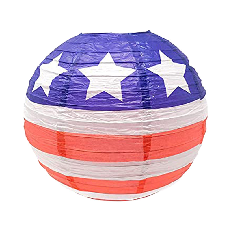 Picture of Cross-border US Independence Day Lantern July 4th Party Decoration Round Folding Hanging US Flag Paper Lantern Wholesale