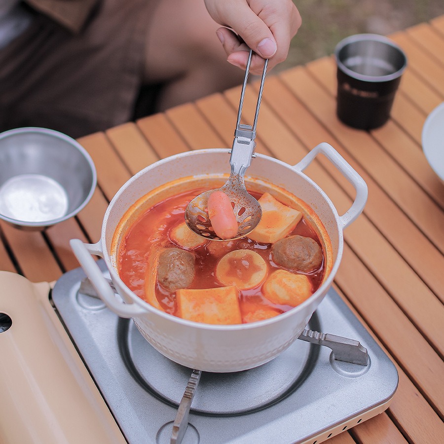 Picture of Outdoor 304 stainless steel tableware suit portable foldable frying shovel camping travel multi-functional tableware kitchenware