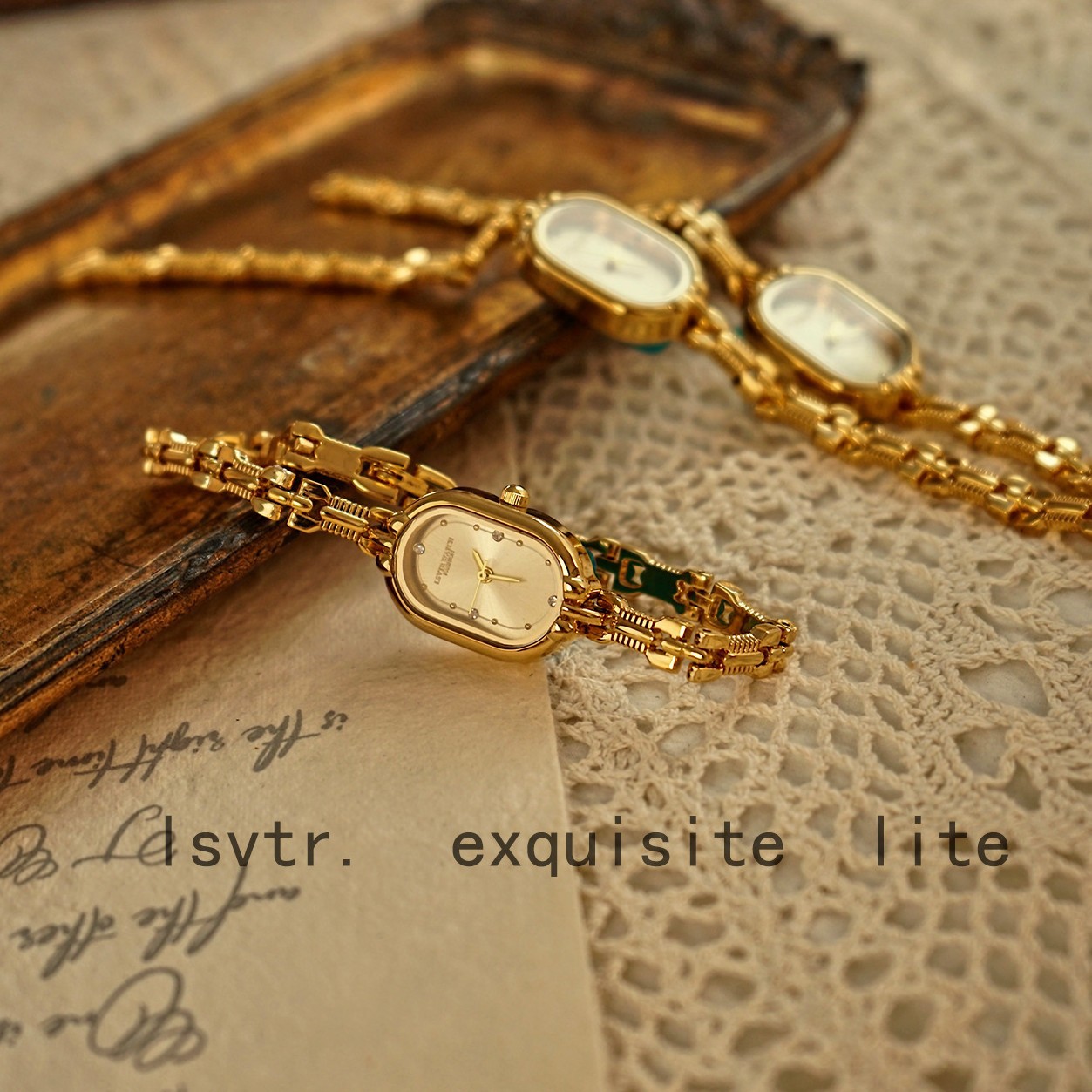 LSVTR genuine goods Foreign Trade TikTok Live Selling Middle Ancient Light Luxury Bracelet Watch Mini Small Gold Watch Elegant Watch Women