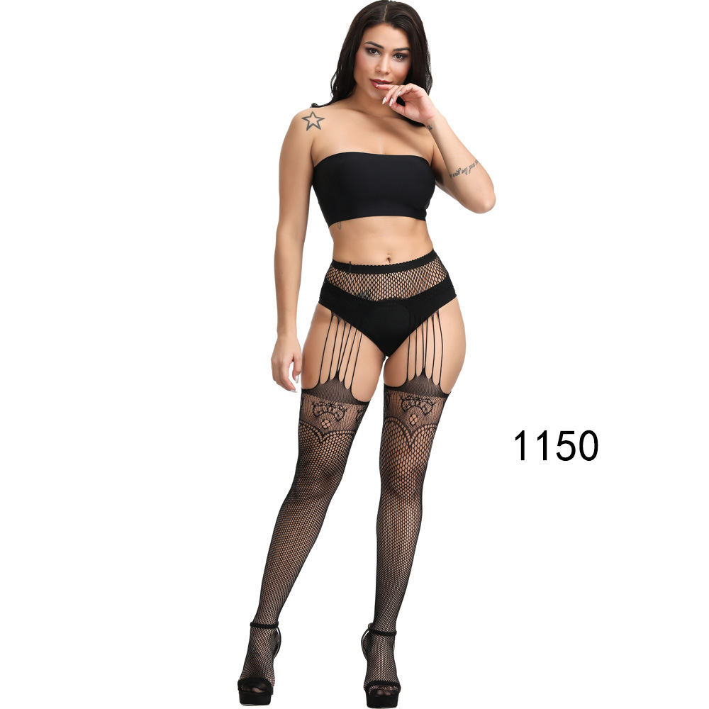 Picture of European and American Original Single Jacquard Garter Fishnet Stockings Sexy Pantyhose Sexy Stockings Summer Anti-Falling Fishnet Stockings Temptation