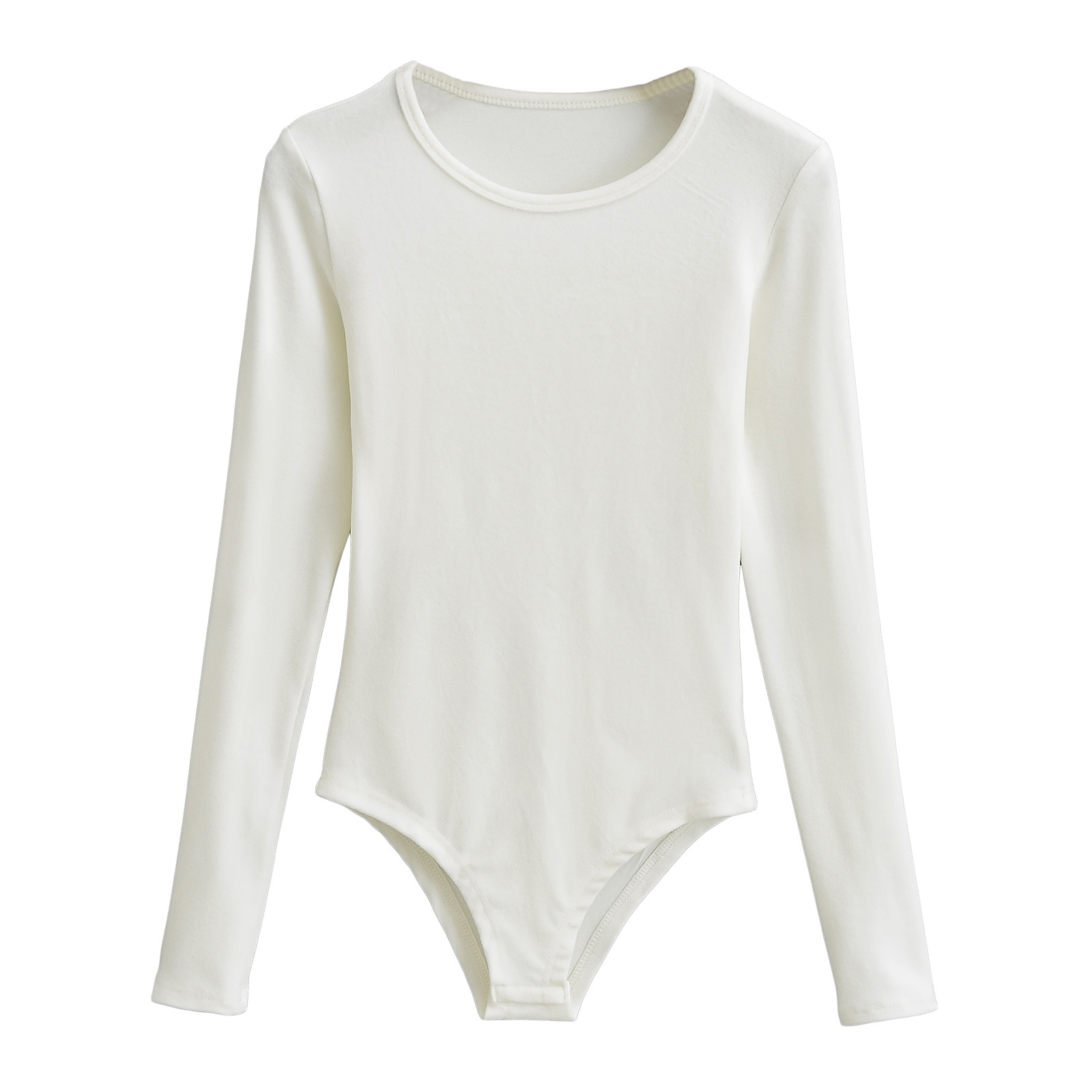 Picture of European and American hot girl style INS round neck Sexy Slim-fit brushed long-sleeved bottoming T-shirt women's solid color stretch tight jumpsuit
