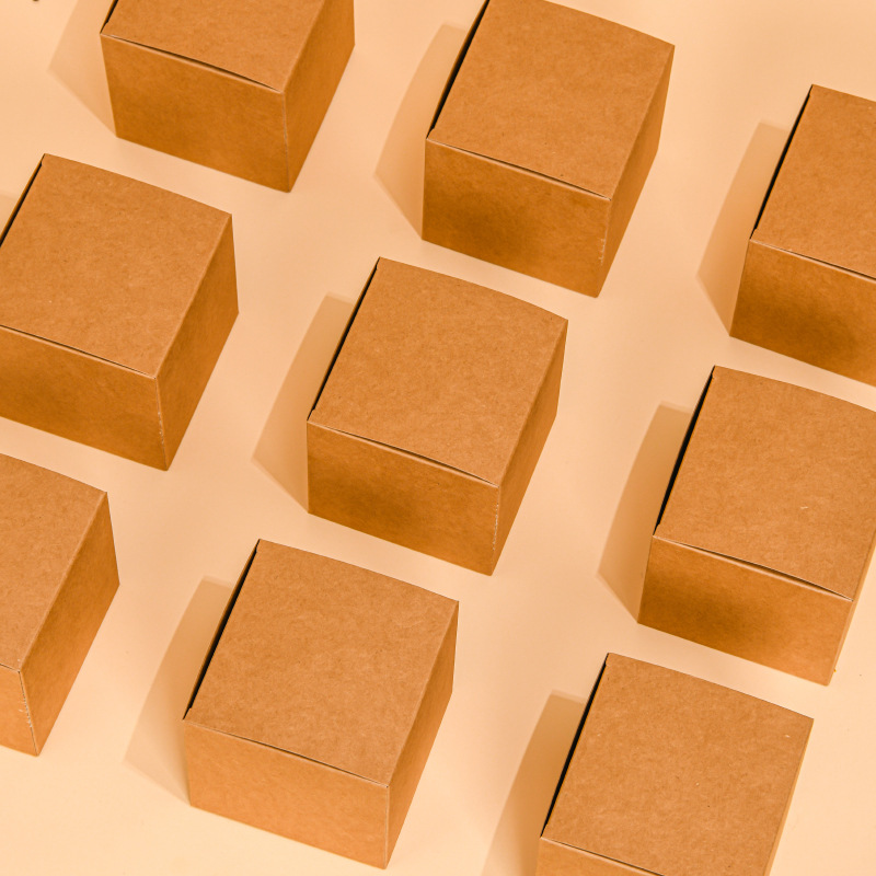 Packaging Box Simple Kraft Paper Square Box Spot Wholesale Empty Box Lottery Free Design Small Batch