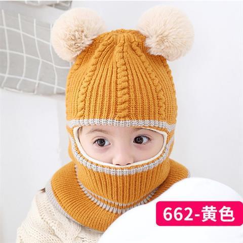 Picture of Children's Hat Autumn and Winter Thickeneded Velvet Warm Woolen Hat 1-2-5 Years Old Boys and Girls Baby Neck Scarf Face Protection Hat
