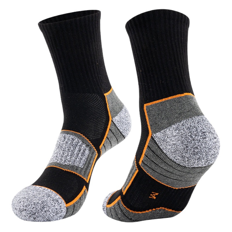 Amazon Mid-Calf Thickened Towel-Soled Sports Socks Sweat-Absorbent Breathable Running Socks Men's Basketball Socks Mountaineering and Hiking