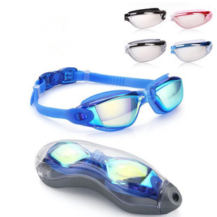 Swimming goggles conjoined silicone earplugs swimming goggles anti-fog plating adult with earplugs diving goggles manufacturers wholesale spot