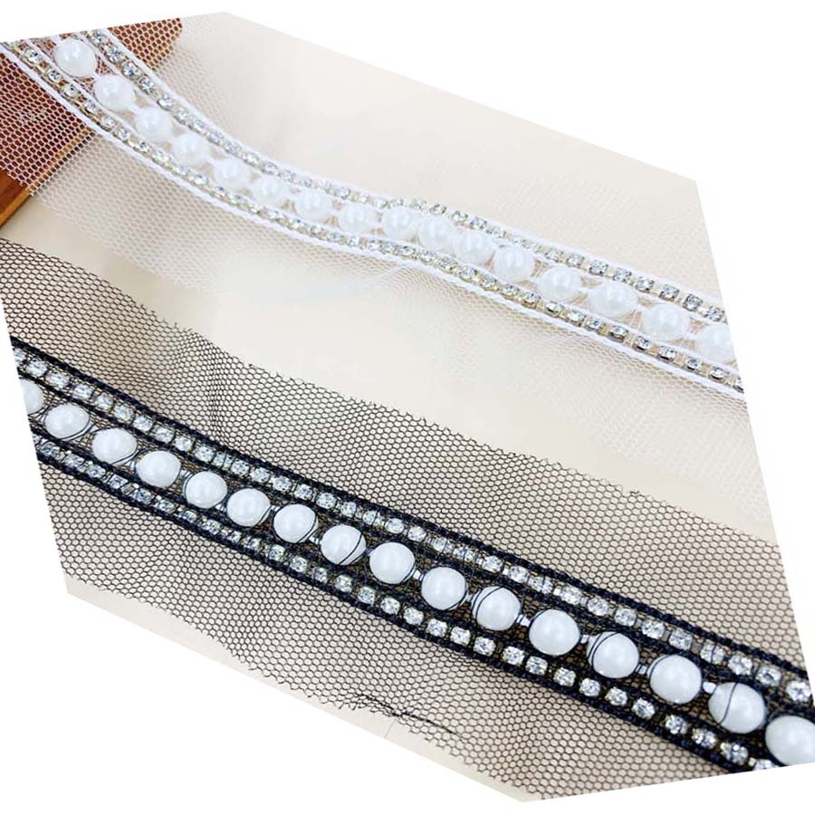 Wedding dress clothing accessories accessories 2-5cm handmade diy edge embroidery black and white heavy nail bead lace