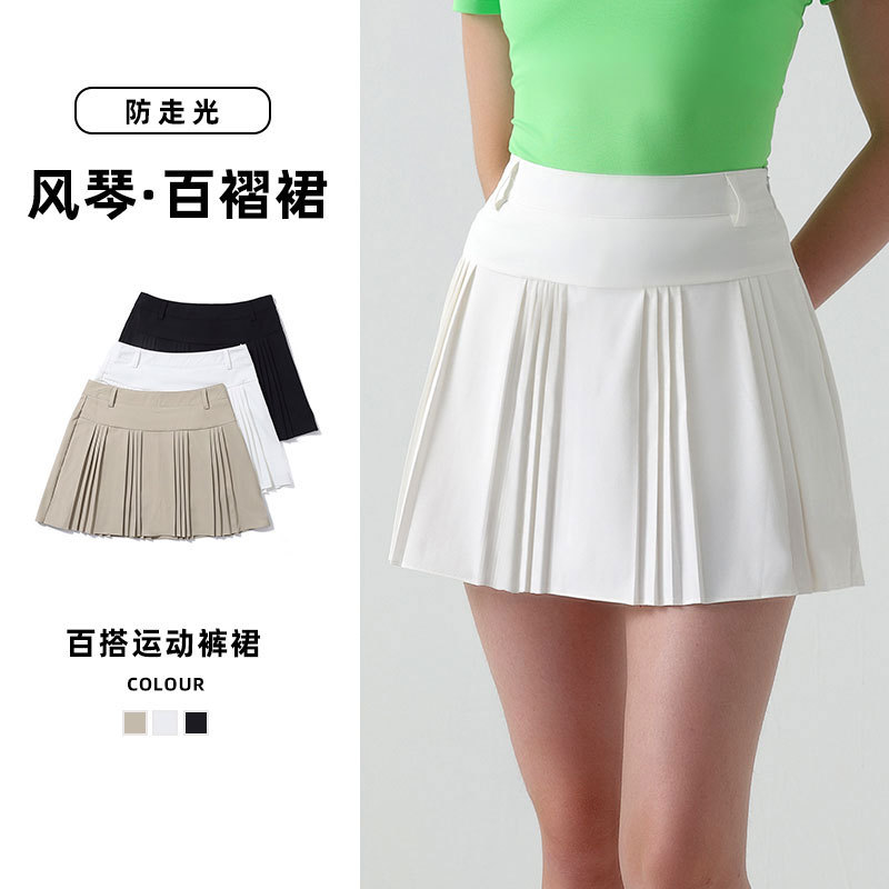 New Golf Tennis Skirt Women's Slimming Look Pleated Skirt Anti-Exposure Skirt Sports Fitness High Waist Skirt