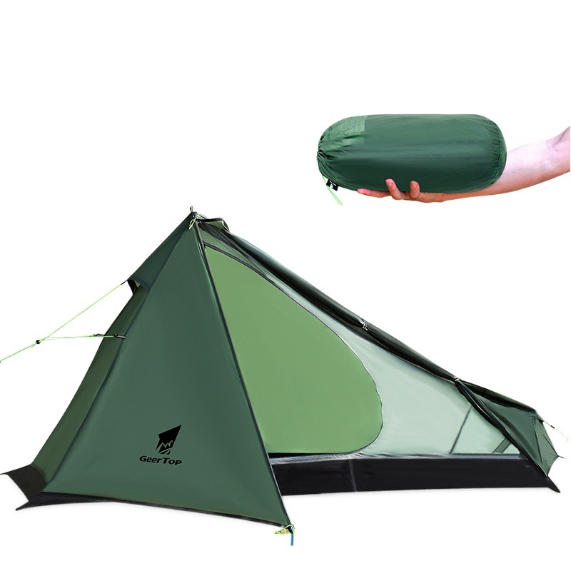Wholesale Ultra-Light Single Tent Outdoor Silicone-Coated Nylon Tear-Resistant Triangle Camping Mountaineering Waterproof Pyramid Lightweight