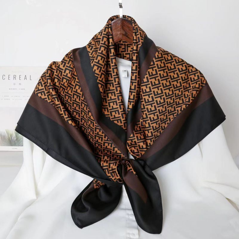 Picture of Autumn and winter all-match shawl animal printed black and white simple large square 90*90CM imitation silk twill silk scarf for women