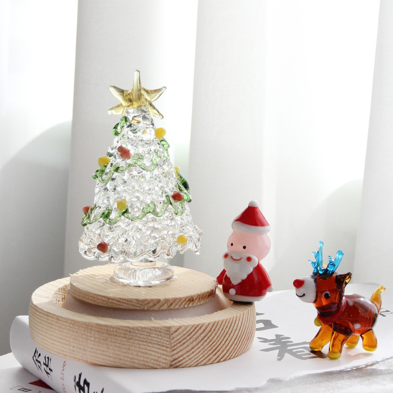 Christmas Decorative Lights Hand-brushed Christmas Tree Desktop Ornaments Gift Zibo Glaze Crafts Glass Products