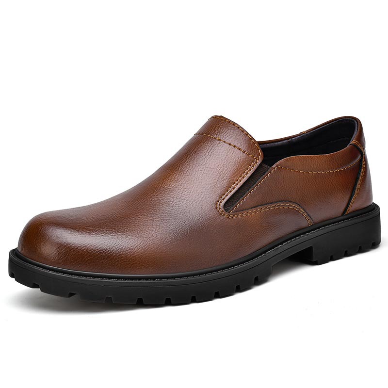 9803 Men's Shoes Big Toe Leather Shoes Round Toe Workwear Shoes Outdoor Casual Shoes Spring Low-top Leggings Cowhide Face Loafers