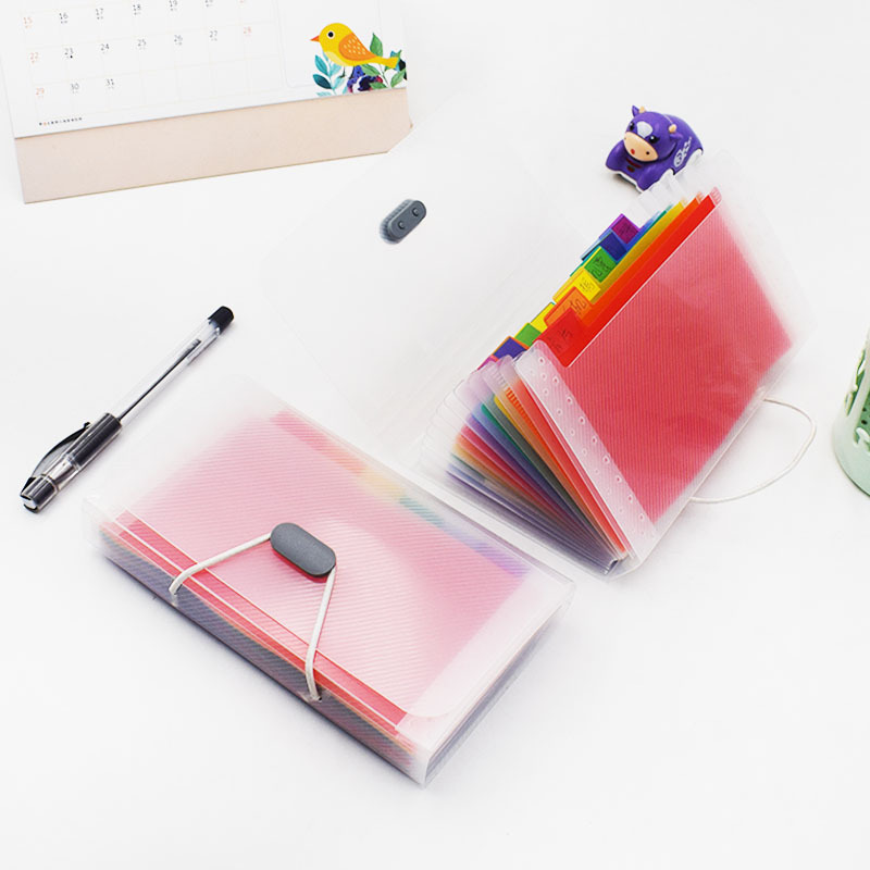 Picture of Rainbow organ bag folder file clip plastic rope bundle office A6 mini bill bag 13 storage clip wholesale