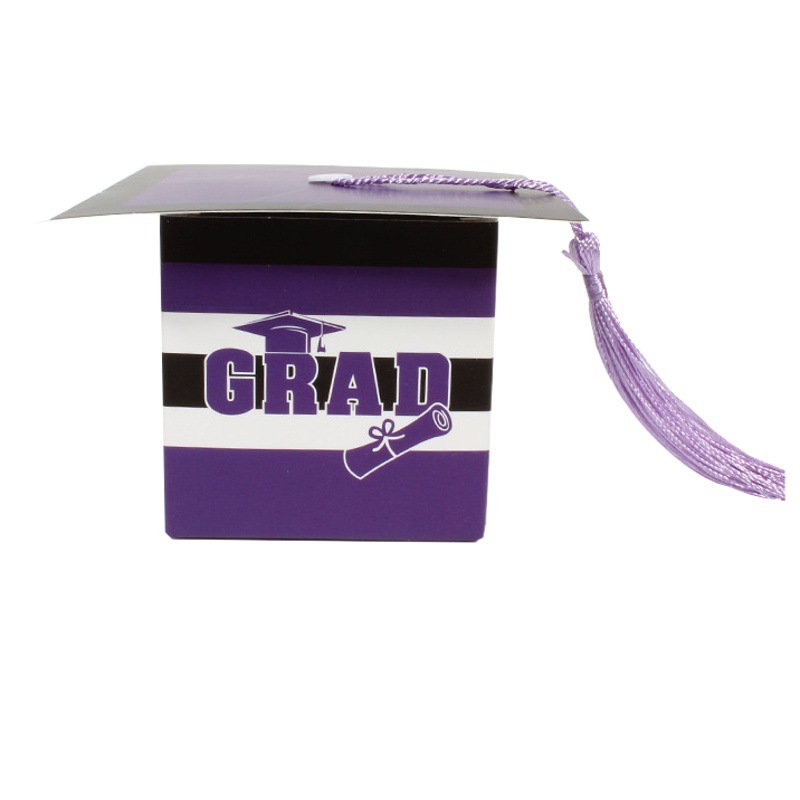 Cross-border New Graduation Hat Box Graduation Celebration Party Doctor Hat Candy Box Striped Master Hat Packaging Gift Box