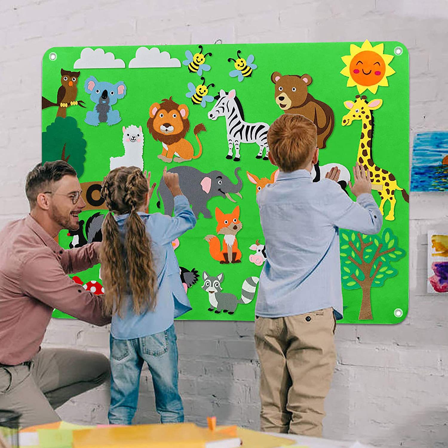 Felt Board Story Set Zoo Animal Model Kidsren's DIY Toy Gift Jungle Party Toy Felt