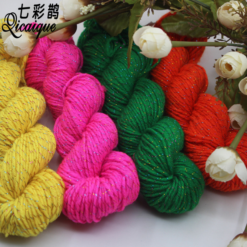 Factory wholesale acrylic thread plus clip color acrylic 40 grams of coarse wool hand knitted slippers doll thread