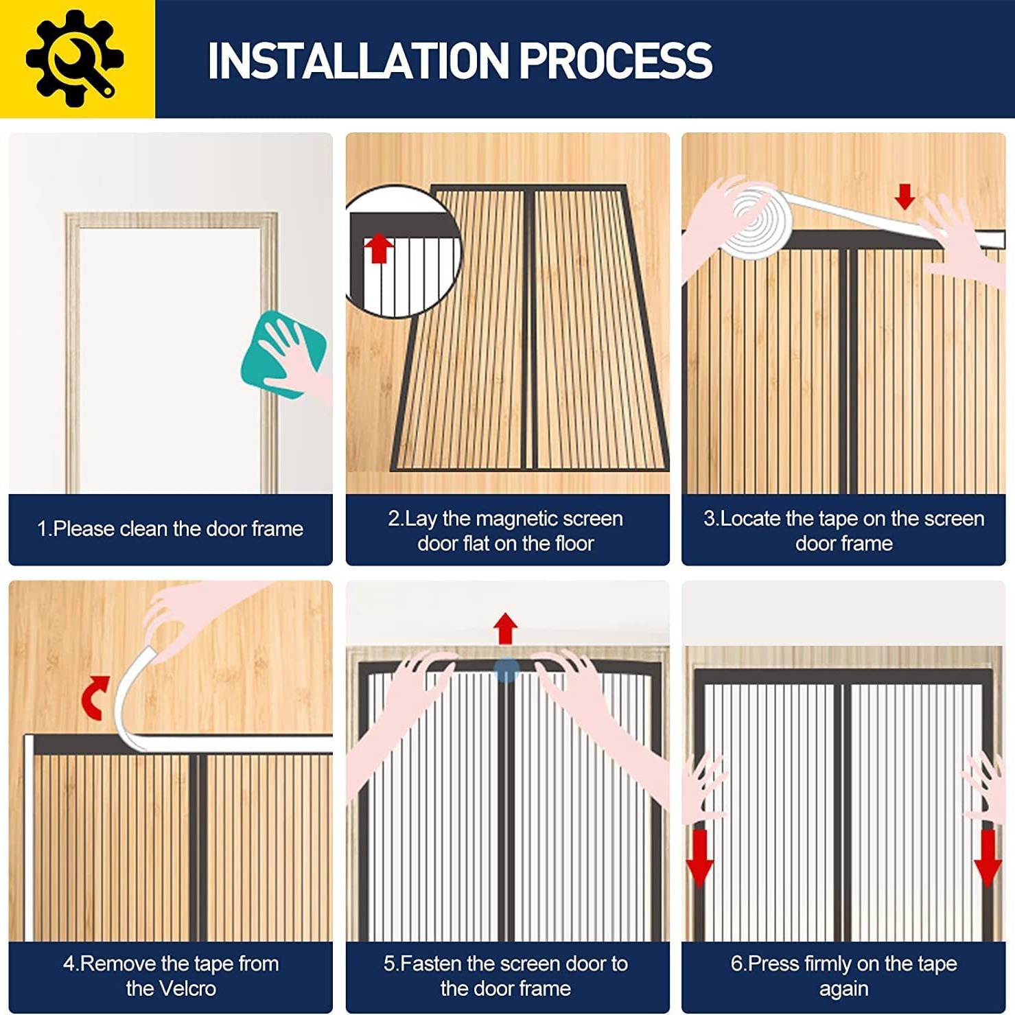 Picture of Anti-mosquito Door Curtain Bedroom Household Magnet Pair-suction Velcro Non-perforated Fly-proof Sandy Mesh Mosquito Net with Screen Door Black