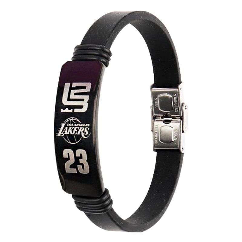 Basketball Bracelet Bright Black Titanium Steel Metal Bracelet James Kobe Harden Curry Fan Sports Bracelet Metal Style