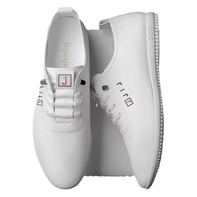 Manufacturer Wholesale Men's Shoes, Men's Fashionable and Versatile Casual Soft-Soled Leather Shoes, Men's Korean Style Business Slip-On White Shoes