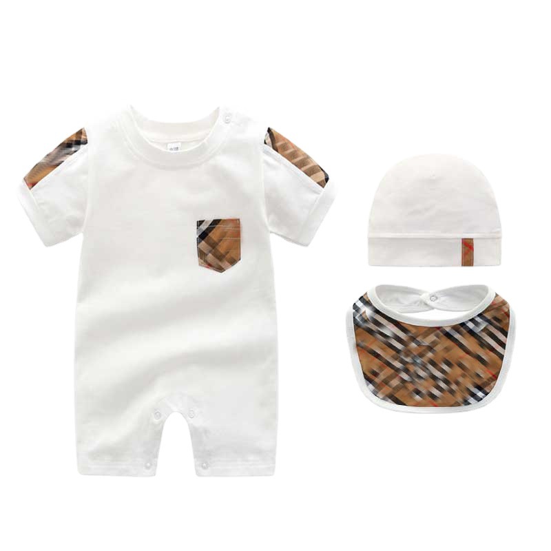Picture of New summer cotton baby jumpsuit three-piece short-sleeved romper newborn romper one-piece delivery