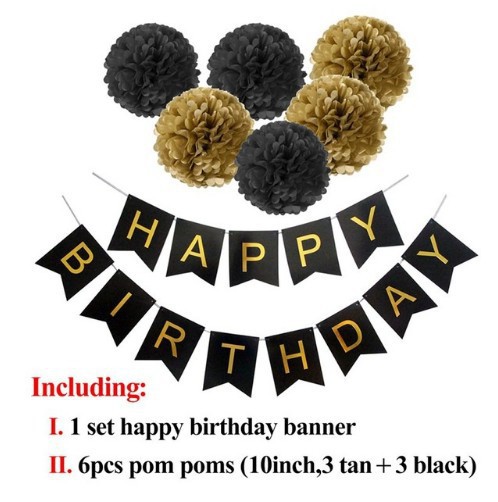 Picture of Amazon Birthday Holiday Party Wedding Decoration Supplies Paper Flower Ball Tassel Spiral Charm Birthday Flag