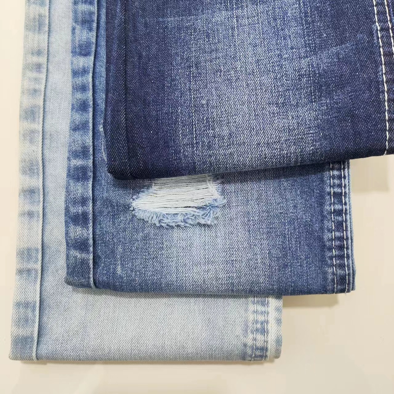In stock wholesale 10+10*10 mercerized Siro spinning bamboo denim 10 an elastic-free Denim fabric S17911