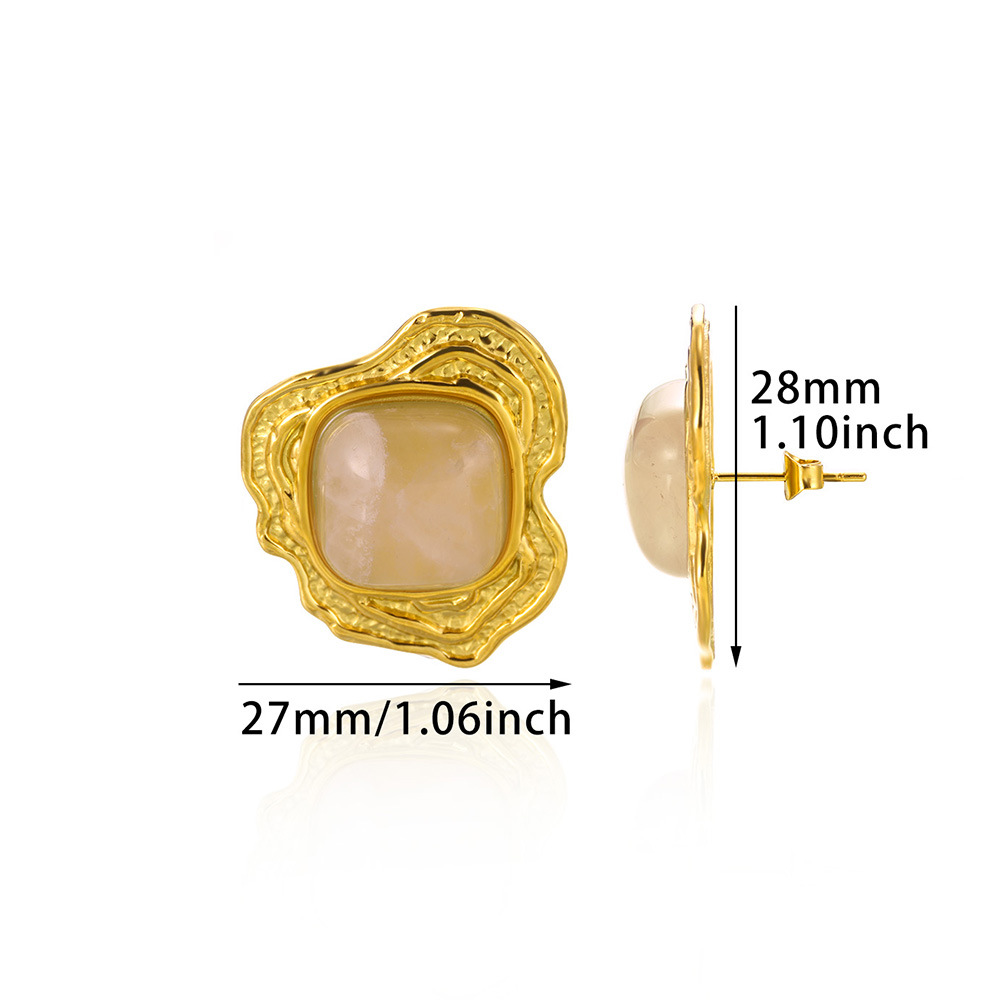 Picture of Cross-border new ins style fashion imitation pearl earrings 18K gold stainless steel earrings women's light luxury titanium steel petal earrings