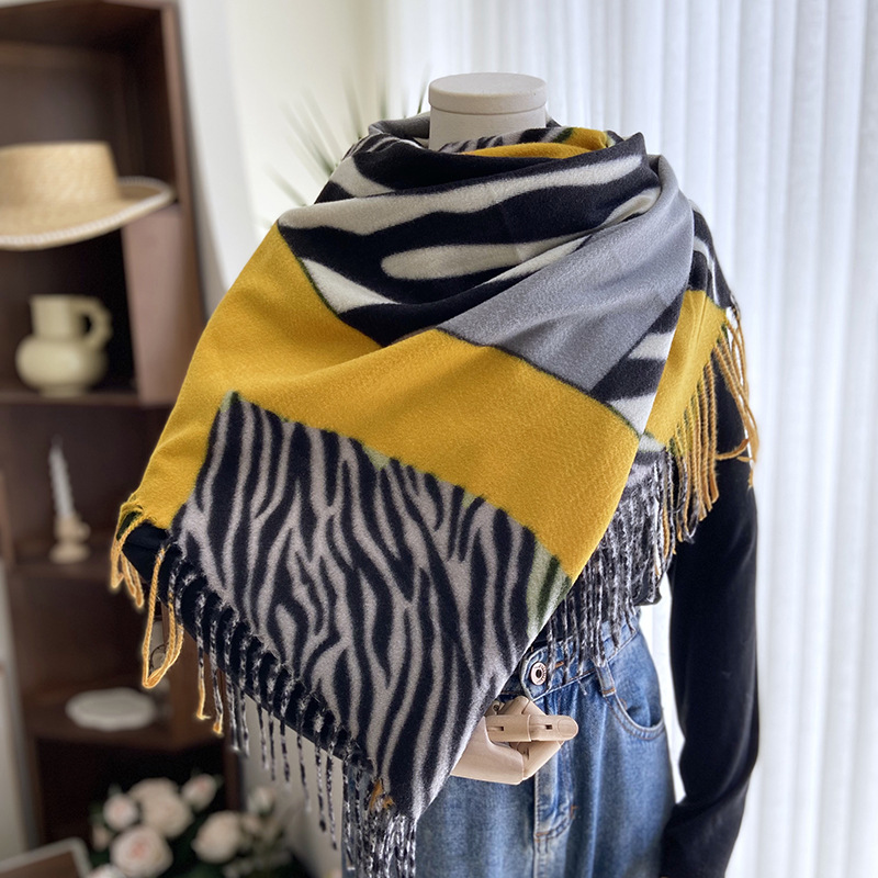 Picture of Imitation cashmere scarf women's European and American zebra print double-sided warm tassel shawl autumn and winter warm scarf wholesale