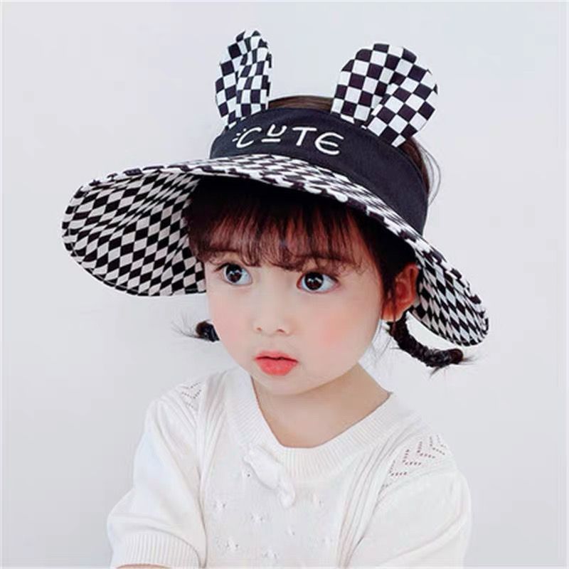 Picture of Cute Super Cute Girls' Big Brim Sunscreen Fisherman Hat Summer Sunshade Children's Empty Top Hat Fashionable Outdoor Baby Sun Hat