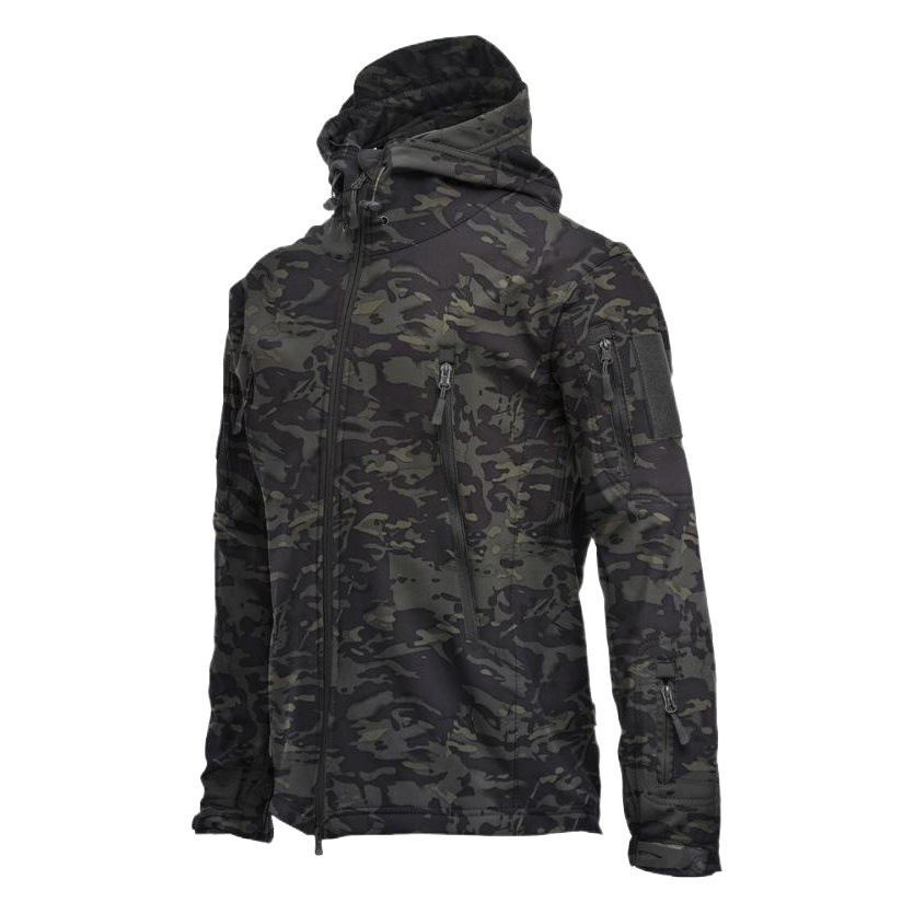 Outdoor Shark Skin Soft Shell Jacket for Men and Women Autumn and Winter fleece-lined Thickened Waterproof Camouflage Tactical Mountaineering Jacket