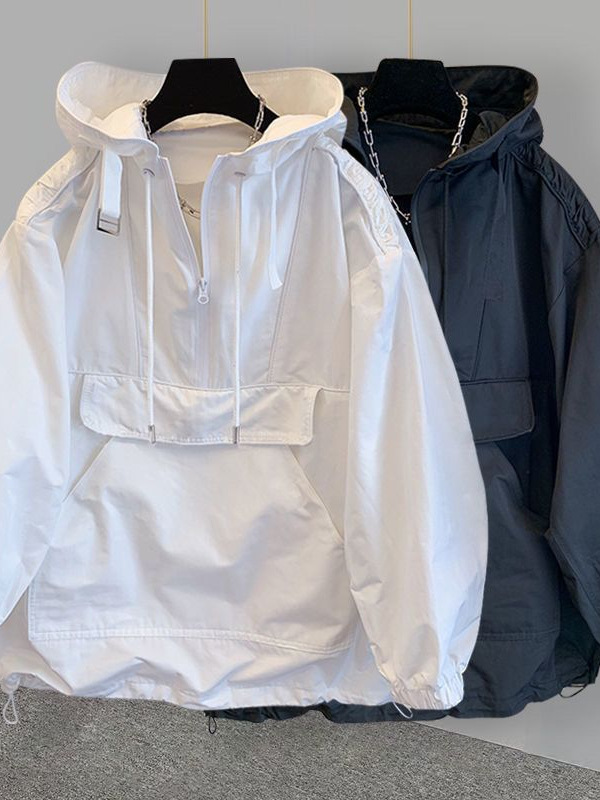 2024 new coat suit men's Korean fashion tooling stitching design assault coat trench coat with fashion brand loose