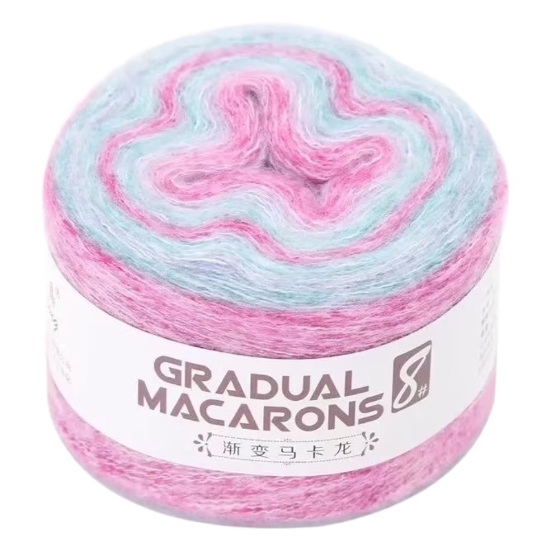 Factory wholesale mohair wool rainbow section dyed macaron wool hand knitted crocheted sweater coat scarf line