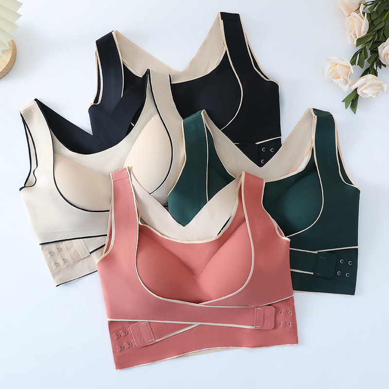 Picture of Front Button Beautiful Back Seamless Large Size Intimates Women's Thin Bra Without Steel Ring Push-Up Sports Adjustable Vest Style Bra