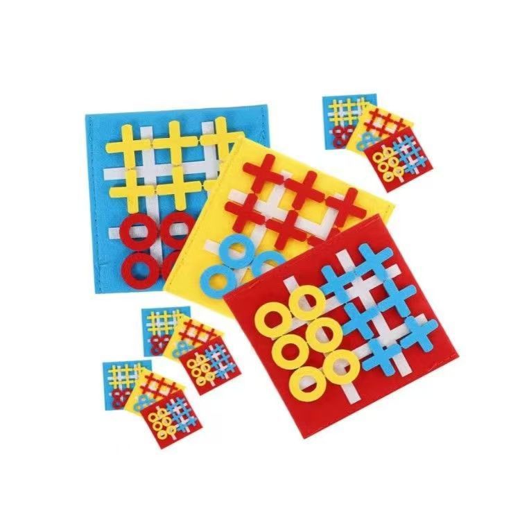 New Mini Felt Jiugongge Board Board Game Children's Puzzle Early Education Puzzle Tacit Word Square Felt Bag