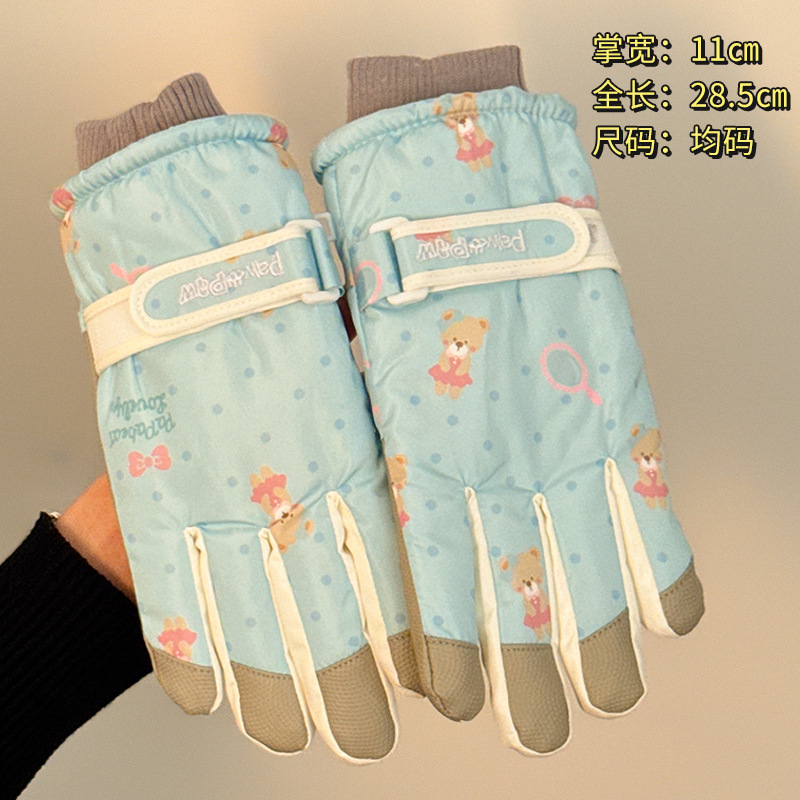 Picture of Cute Bear Women's Winter Cycling Windproof Warm fleece-lined Thickened Touchscreen Waterproof Cold-proof Outdoor Ski Gloves