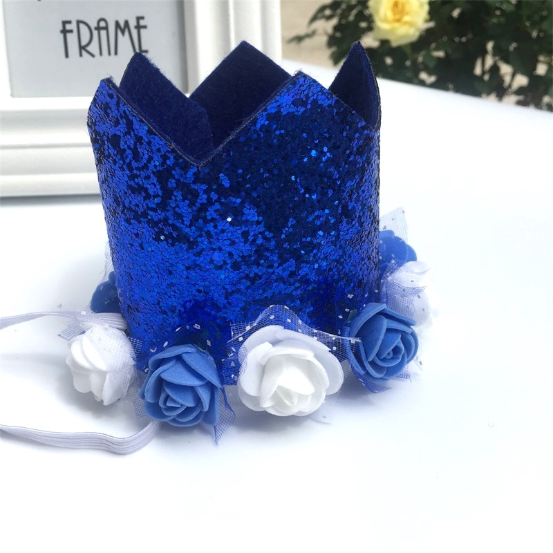 Picture of Children's Birthday Hat Baby Hundred Days Full Moon Birthday Crown Flower Sequins Party Decoration Supplies