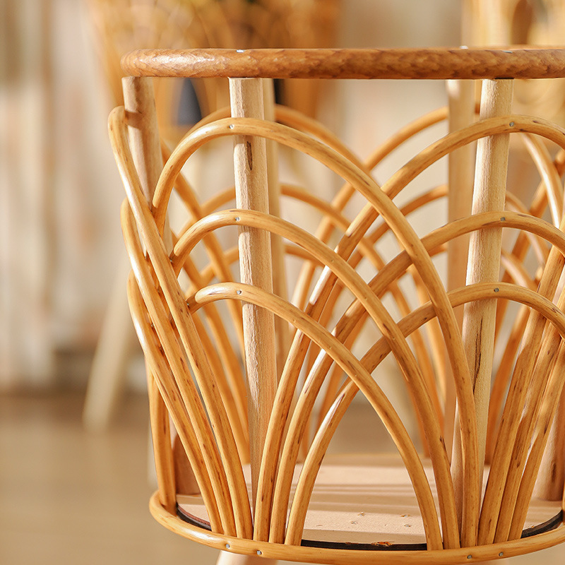 Picture of Cross-border Indoor Woven Flower Pot Imitation Rattan Flower Rack Triangle Living Room Floor-standing Hollow Flower Rack Balcony Bamboo Woven Flower Basket