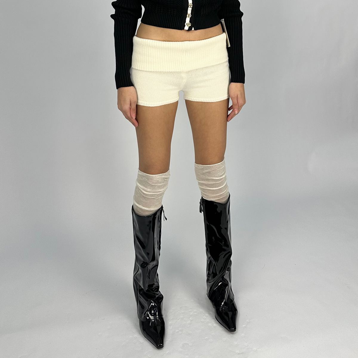 Picture of (Clearout) Designed with High-Quality Pure Lust Style Sexy Low-Waisted Knitted Pants, Slimming Look Elastic Pit Strip Hip-Covering Shorts