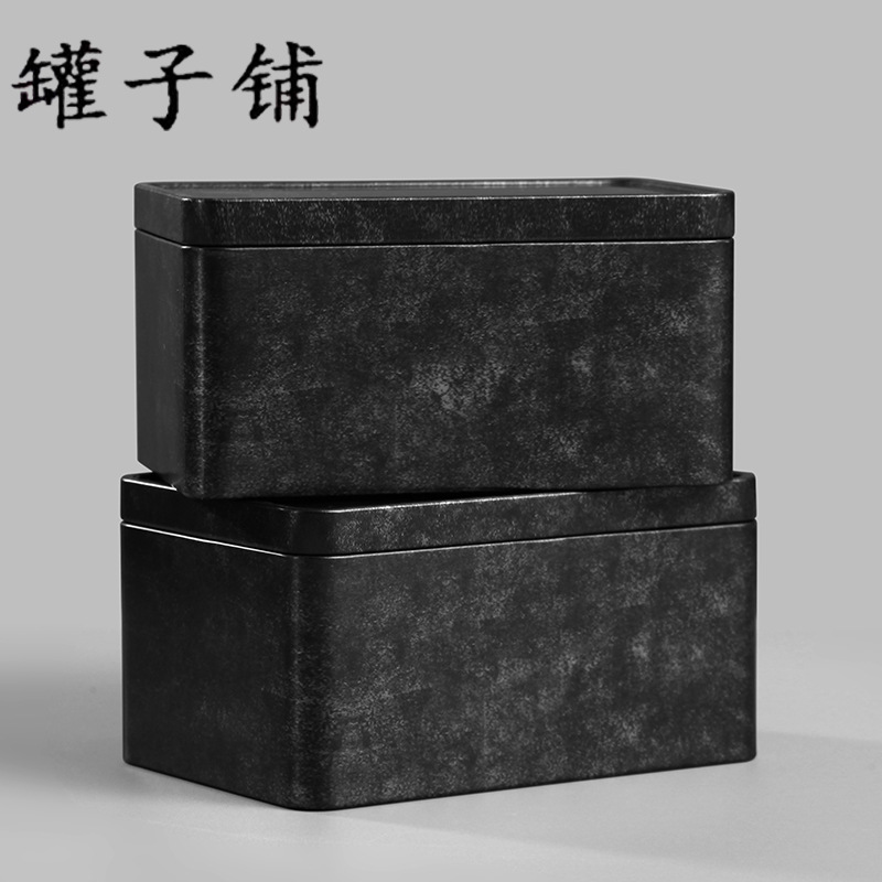 Antique rectangular tea can iron box metal tinplate storage iron box tea iron box iron box spot wholesale