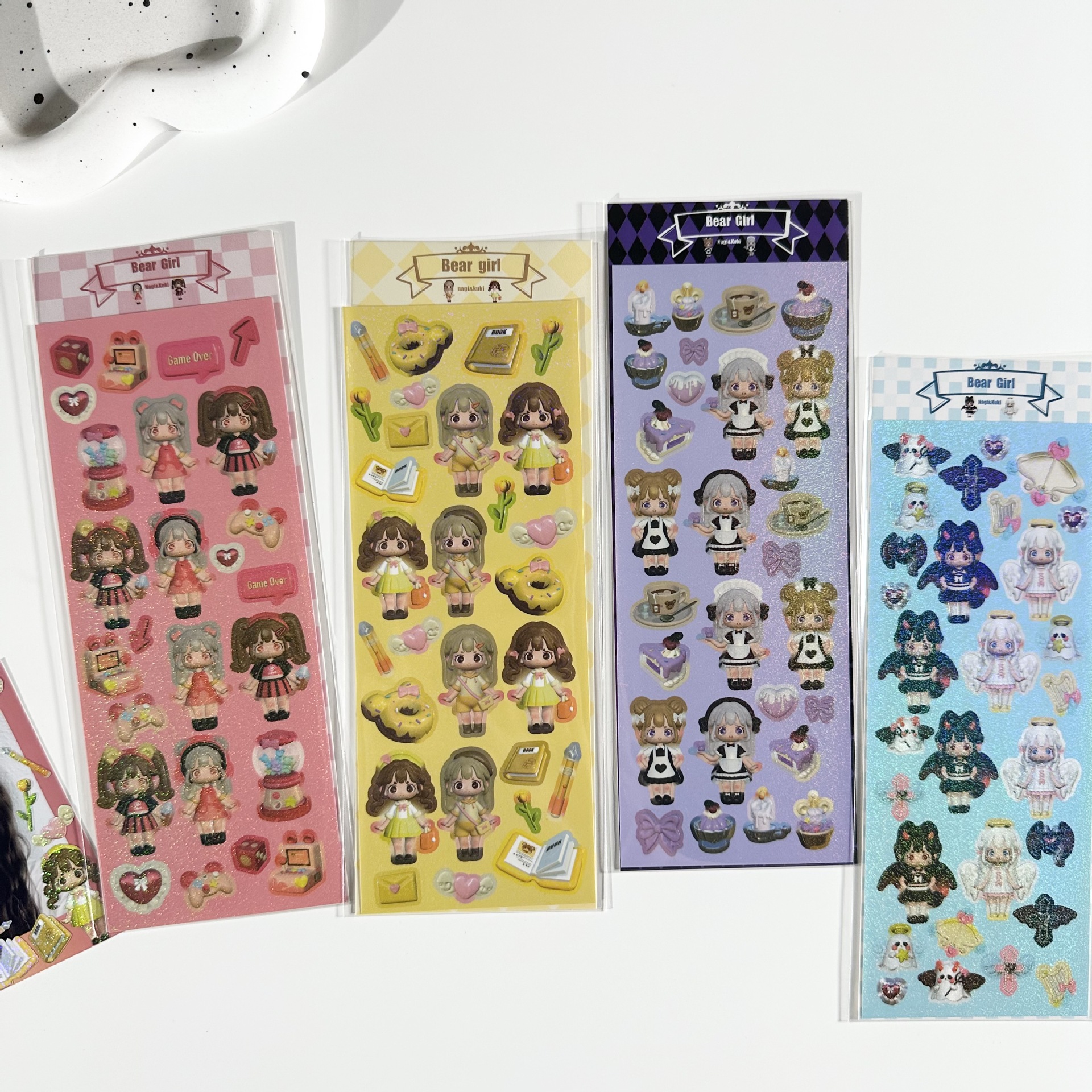 Picture of Coisini original 3d modeling little girl sticker ins Korean cute laser goo card hand account sticker wholesale